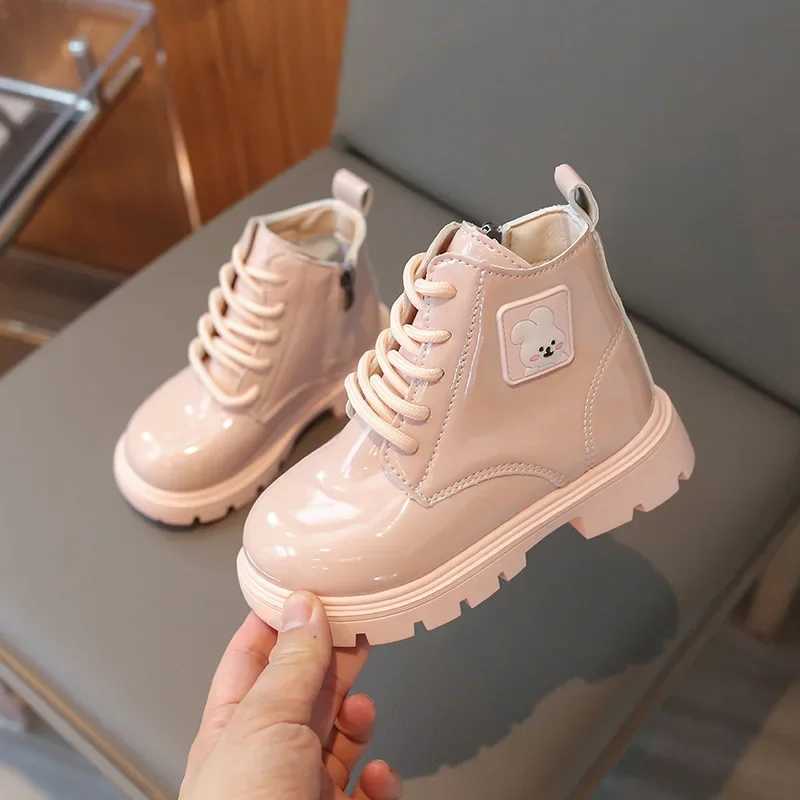 Boots Girls ankle boots new cute rabbit childrens leather boots spring and autumn fashionable childrens leather boots princess thick robot short boots
