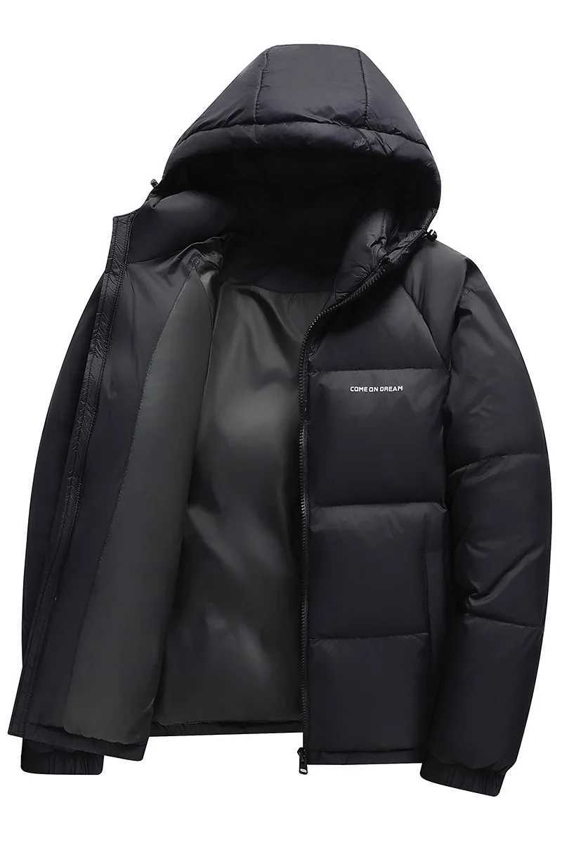 Winter Mens Outdoor Camping Fashion Sports Mountaineering Skiing Leisure with Solid Color Short Hooded Warm Down Jacket LX241018