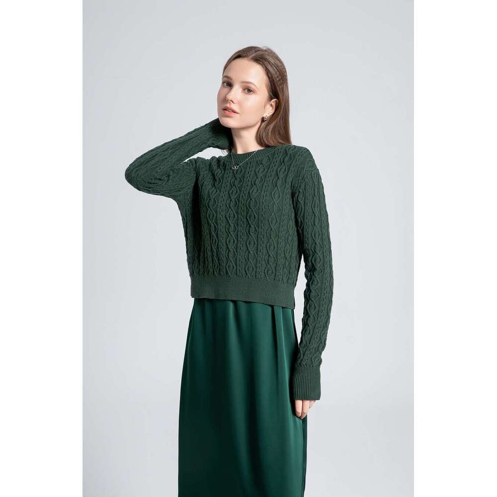 AS 2024 Winter Design Woman Clothing Cable Knitted Tops + Satin Dress