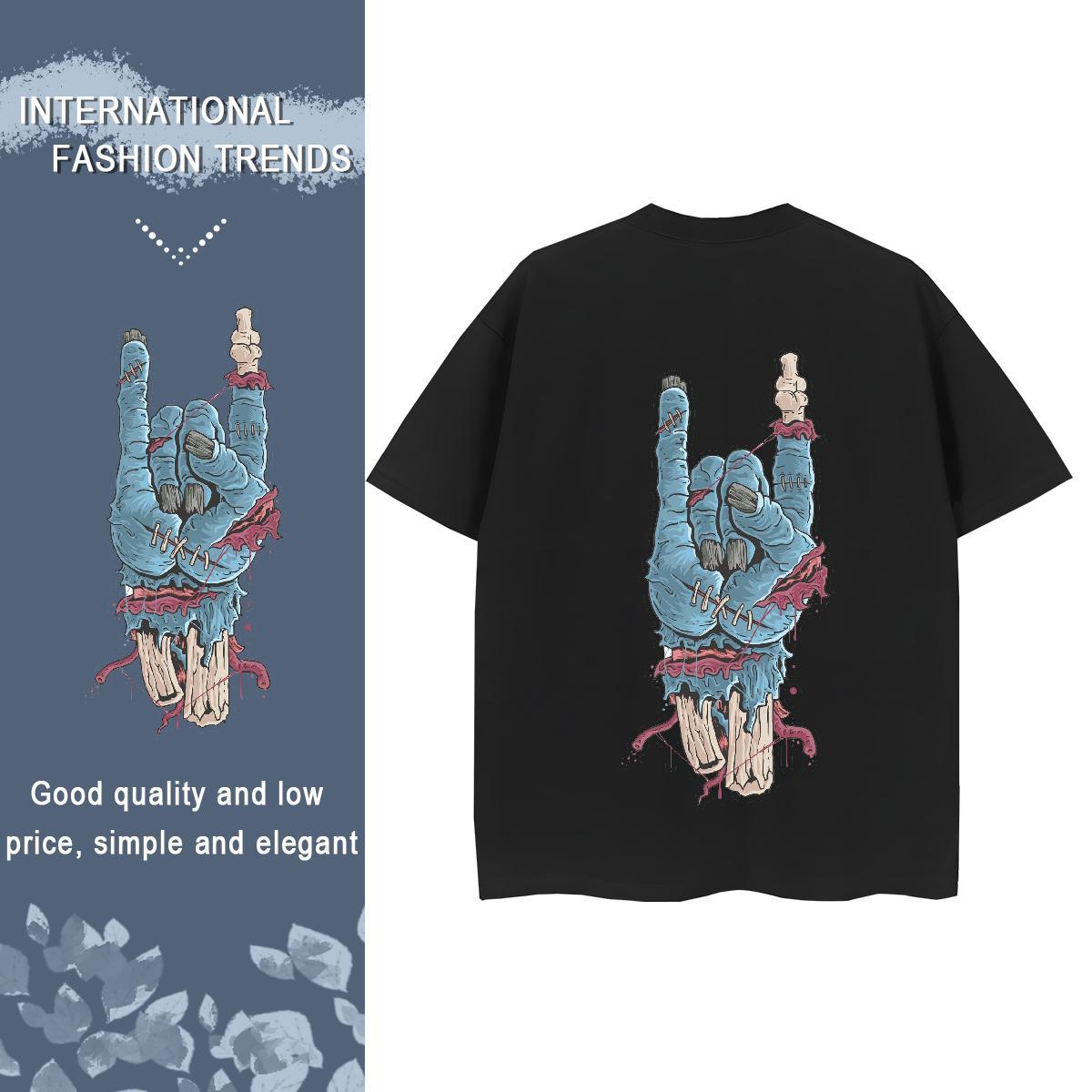 2024 Designer T Shirts Women 230g Cotton Crew Neck Breathable Home Outdoor hands Women Tshirts Loose fit Cartoon Print Polos