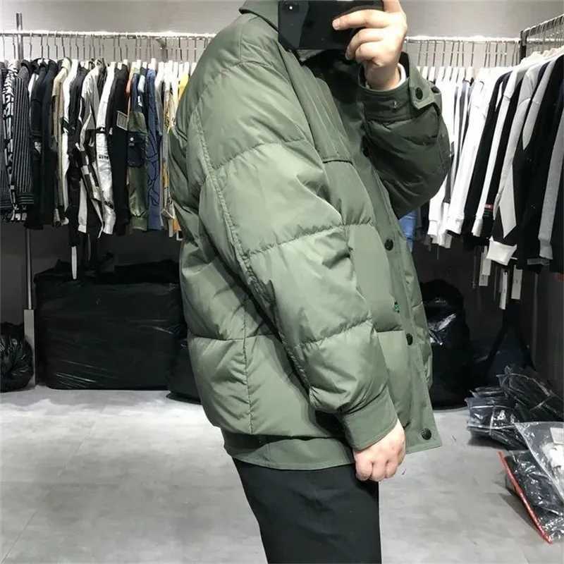 Padded Jacket Mens Turndown Collar Short Cotton Coat Autumn Winter New Casual Thick Warm Loose Outerwear Patchwork Parkas LX241018