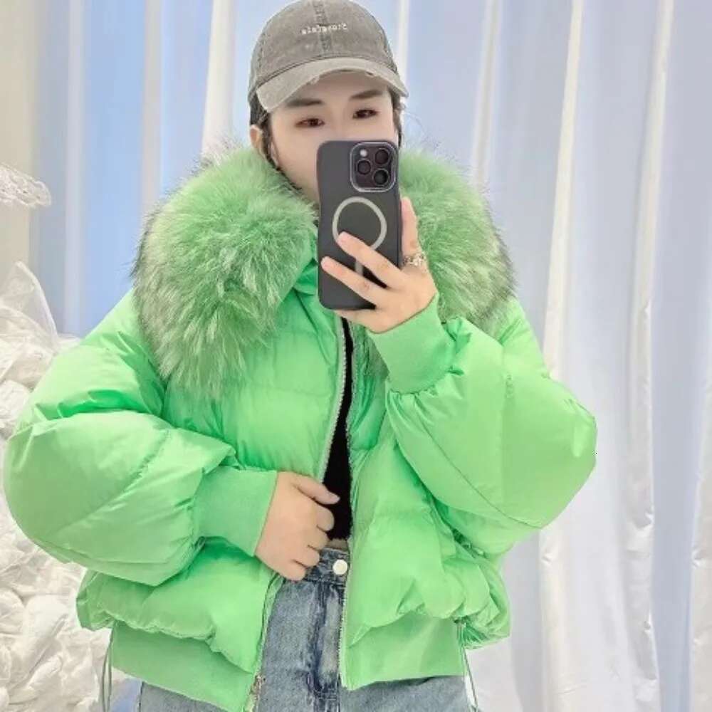Real Coat Raccoon Collar Fur 2024 Large Puffer Fashion Outerwear Winter Women Short Thick Warm Duck Down Jacket