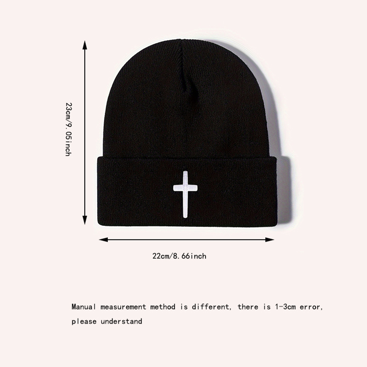 Trendy Cross Embroidered Unisex Beanie Perfect for Casual Outdoors in Fall and Winter