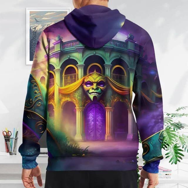 Hoodie for Mens Womens Mardi Outfit For Women Men Long Sleeve Mardi Gras Shirt Printed Beads Shenanigan Mask Fiesta Hoodies Leggings Graphic Warm Tren