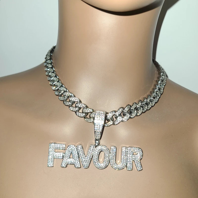Customized Name Necklace with 12mm Cuban Chain Personalized Word Pendant Hip Hop Jewelry Direct 241018bj