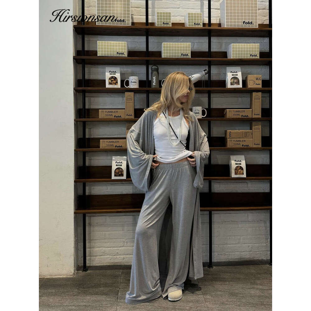 Hirsionsan Modal Soft Loose Sets Women Casual Two Or Three Pieces Long Sleeve Cardigan & High Waist Dresses Outfits Tracuit