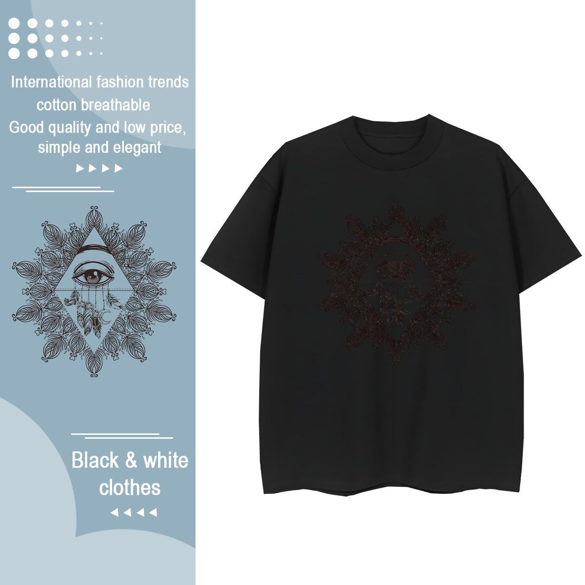 2024 Woman T Shirts 230g Pure Cotton Breathable Short Sleeve Daily Outfit eye of the devil Women Tees Lady DIY Anime Tops Tees
