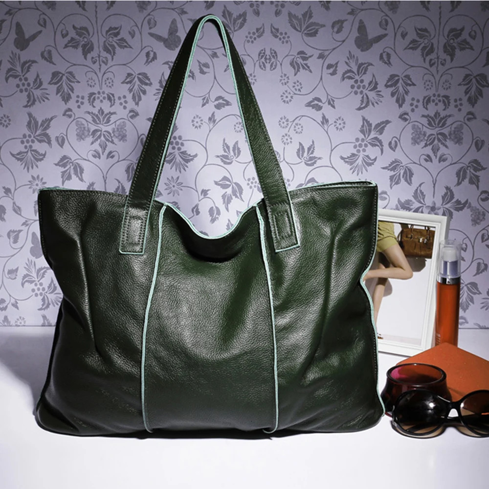 Zency 100% genuine leather handbag large capacity womens shoulder bag vintage handbag high-quality homeless brown shopping bag241018