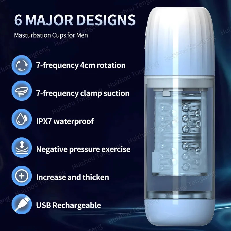 6 IN1 Automatic Male Masturbator Cup IPX7 Penis Pump Sex Machine Stroker with 7 Sucking Rotating Licking LCD Sex Toys For Men 241010