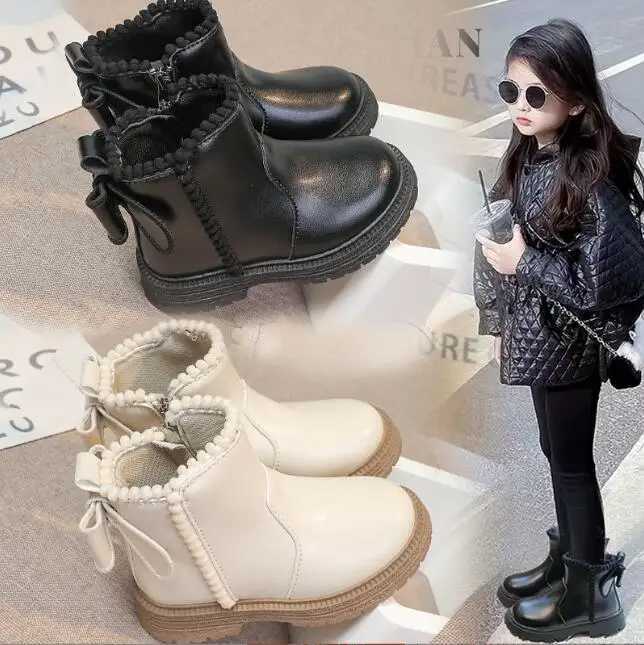 Boots Childrens Fashion Womens Leather Boots Princess Edition Anti slip Cool UK Side Zipper Anti slip Winter Childrens Snow Boots H241018