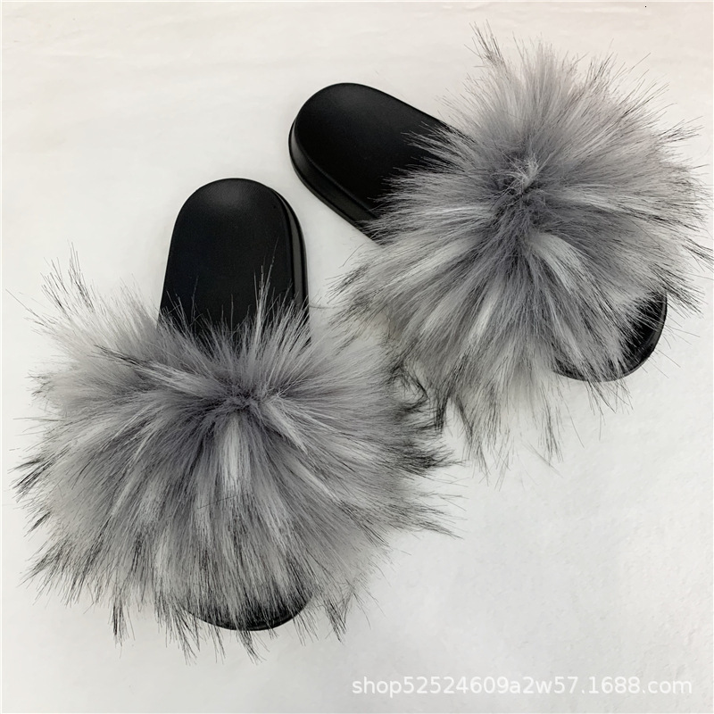 New Women S Men Slippers With Imitation Raccoon Fox Fur And Adhesive PVC For Home Use Ddmythur