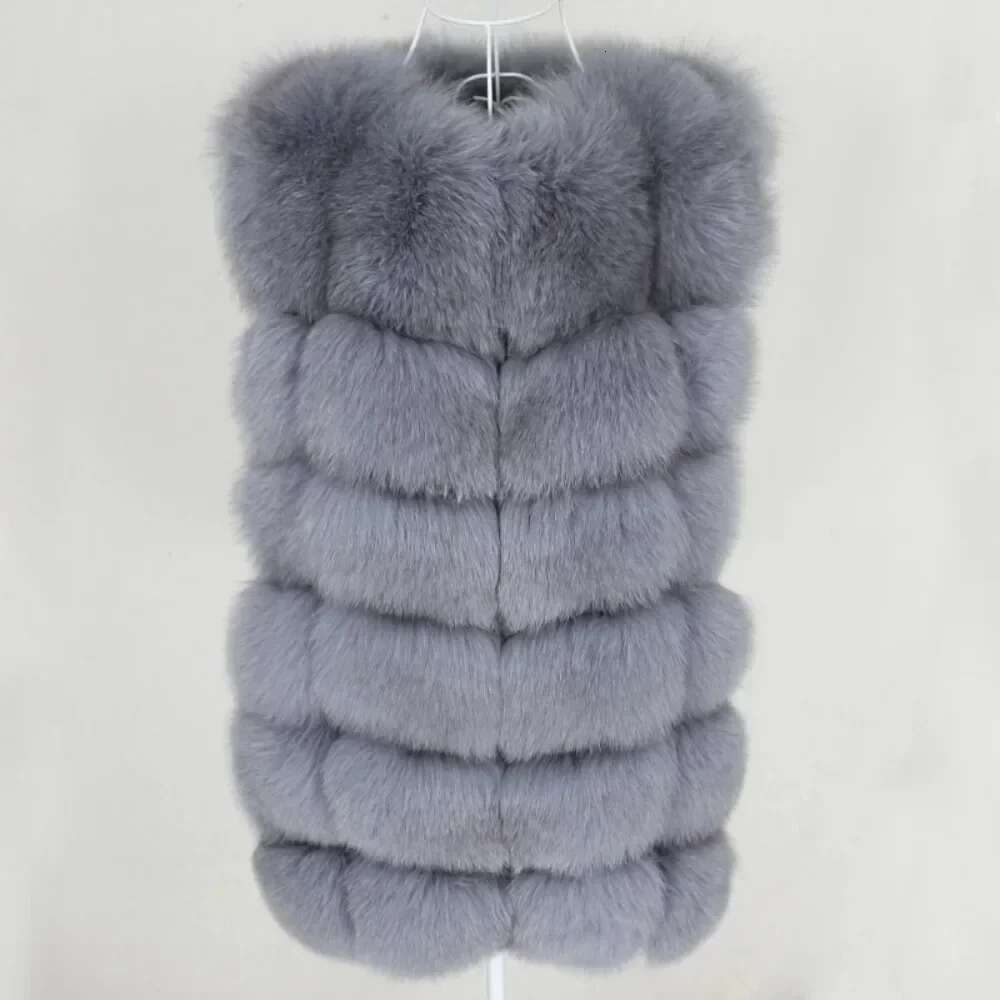 Real Vest Women Sleeveless Natural Fox Spring Winter Jacket Fur Coat Warmer Waistcoat Thick Warm Streetwear
