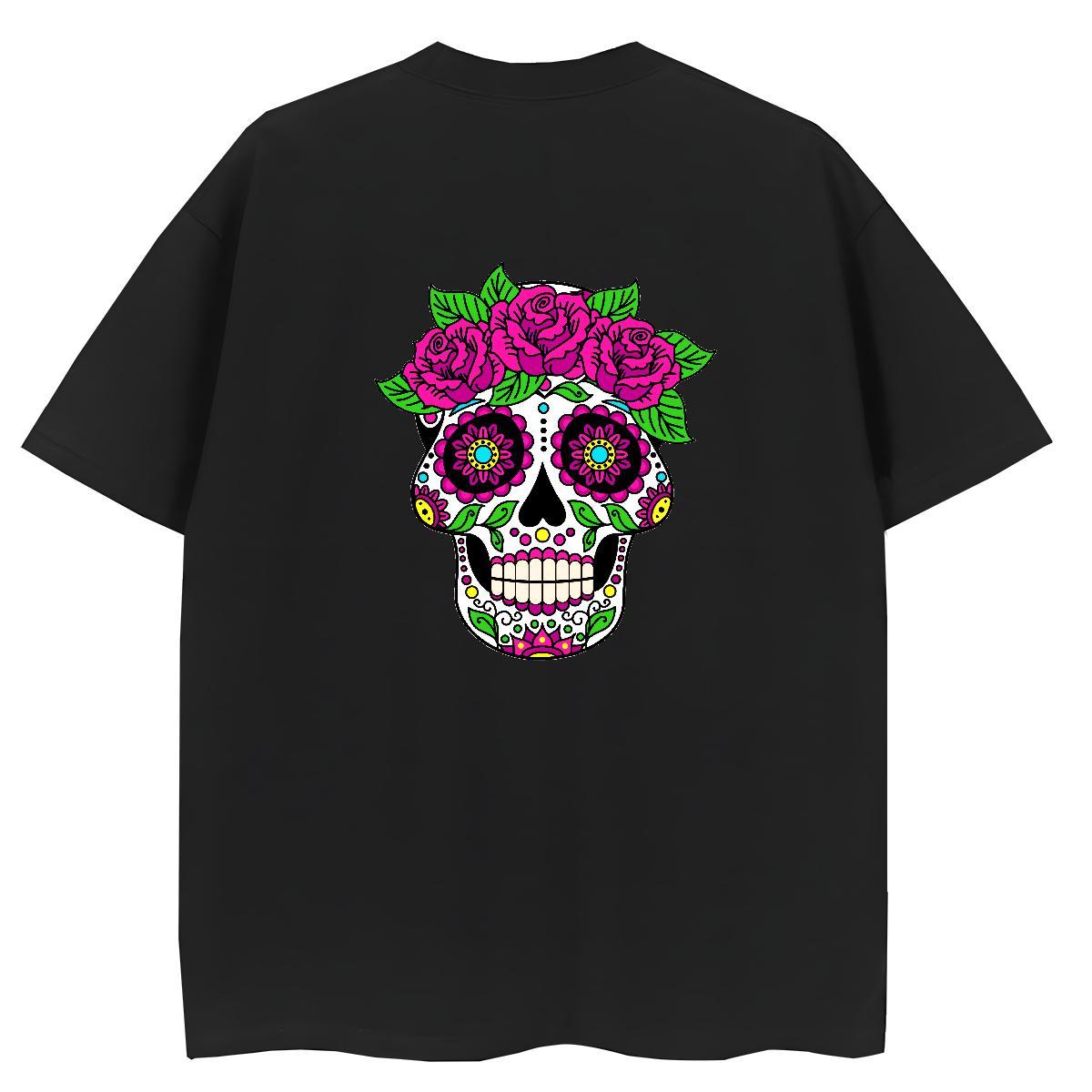 Fashion Casual T Shirt For Woman 230g Cotton Crew Neck Street Casual skull Womens Tshirts Lady DIY Logo Tops Tees