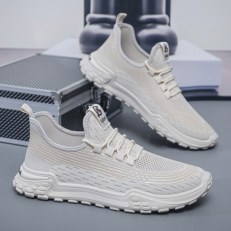 New Lightweight Soft Sole Men's Mesh Flyknit Summer Breathable Sports Student Comfortable Anti slip Casual Shoes