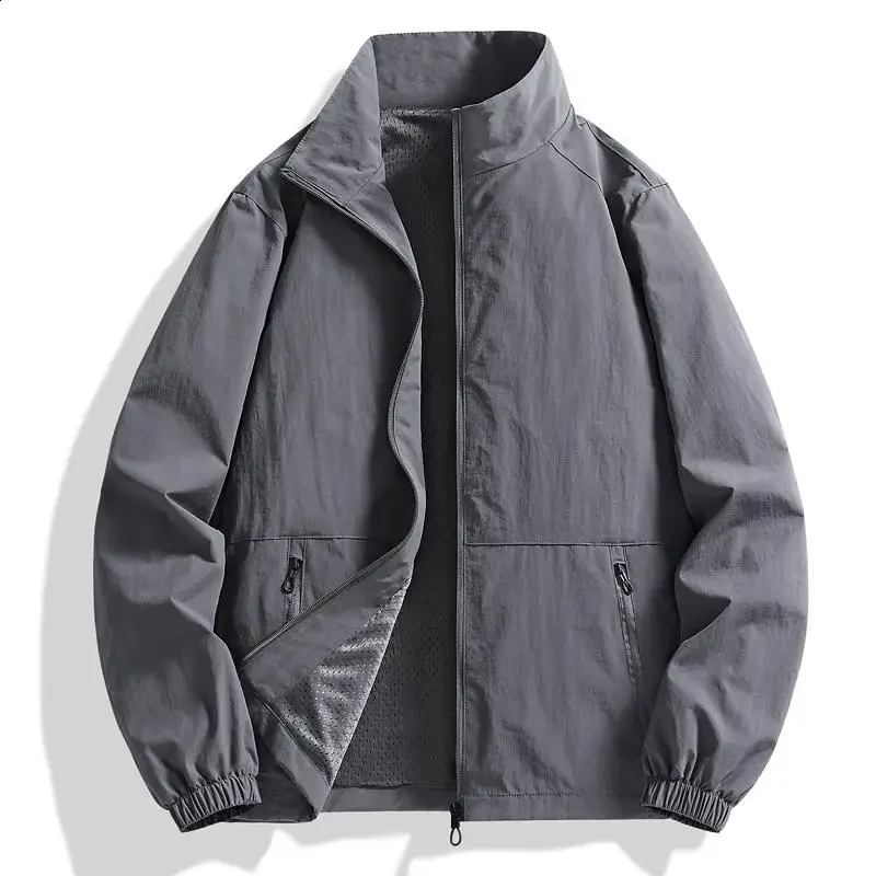 Plus Size Jacket Men Stand Collar Thin Coat Outdoor 5XL 6XL 7XL 8XL Waterproof Autumn Winter Fashion Loose Outwear Bomber 241009