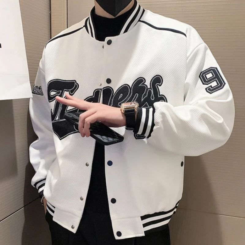 Japanese Hip Hop Baseball Uniform Jacket Mens Velvet Thickened Korean Style Spring Autumn Handsome Aesthetic Coat 241018