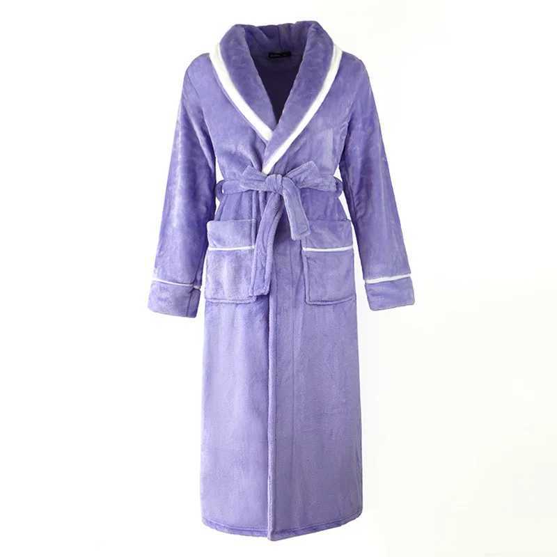 Warm Flannel Bathrobe Gown Loungewear Winter Sleepwear for Women Loose Kimono Peignoirs Men Nightwear Winter Autumn Home ClothesXJ241018