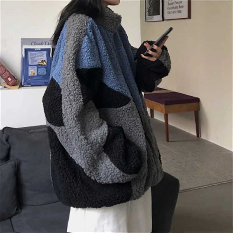 South Korea ins2022 Winter New Harajuku Loose Versatile Plus Cashmere Thick Lamb Wool Cotton Coat men Women Tide CommutingX241018