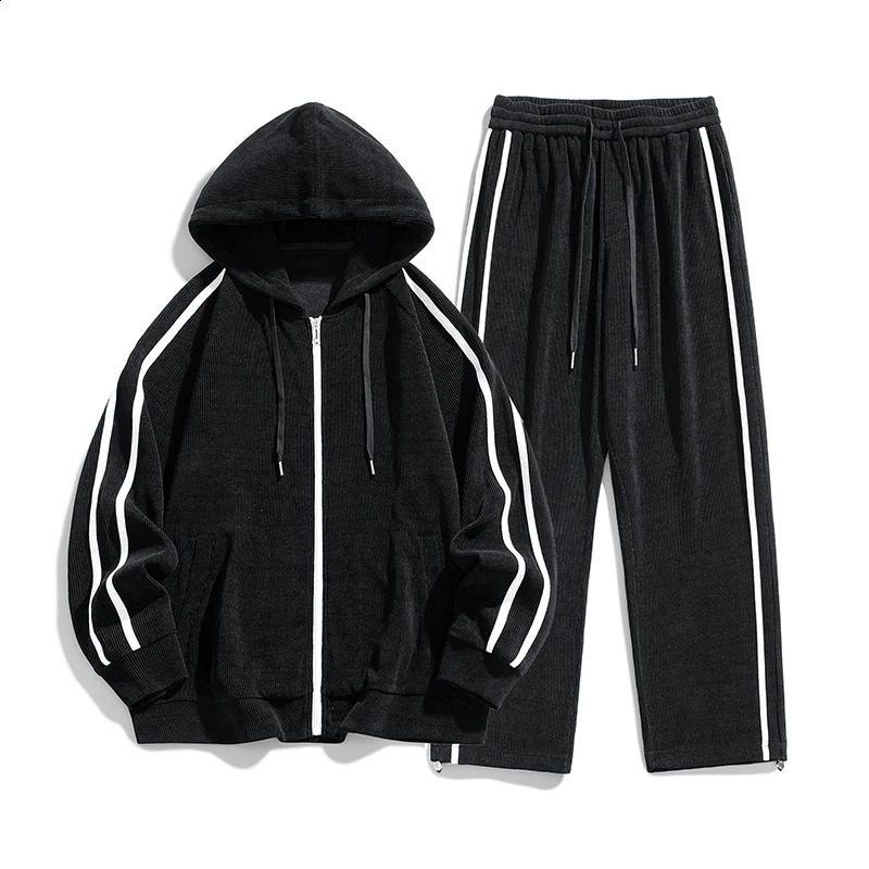 Autumn Corduroy Mens Tracksuits Sweatshirt Pants Set 2pics Hoodie Men Streetwear Jogger Suits Sport Jogging Loose Plus Size 8xl 241017