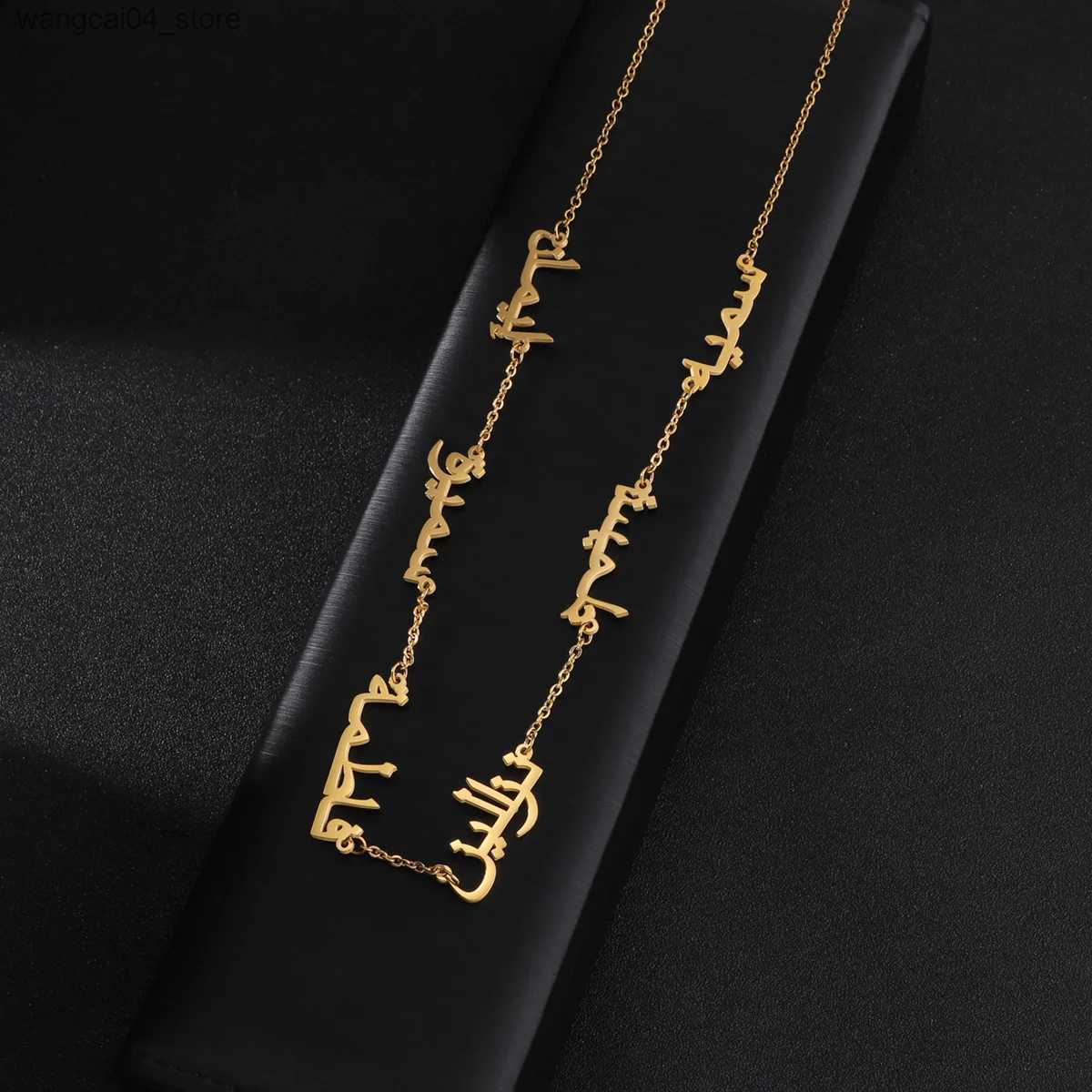 Chokers Akizoom Personalized Multi functional 1-6 Arabic Name Letter Necklace Stainless Steel Plated Chain Necklace Womens Jewelry Gift L240910