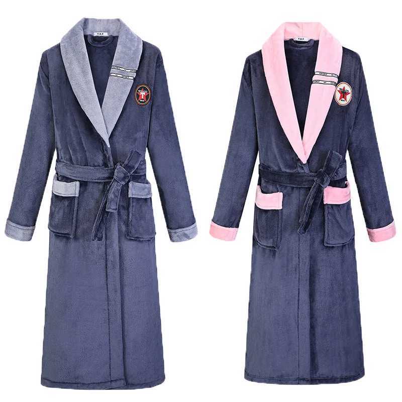 Winter Plus Size 4XL Long Robe Couples Thick Flannel Sleepwear Kimono Bathrobe Gown Mens Womens Coral Fleece Loose NightwearXJ241018