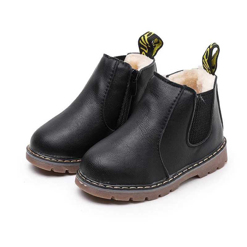 Boots Kids Fashion Boots for Boys Girls Toddlers Big Children Ankle Boots with Zipper Warm Thick Plush Autumn Winter Chelsea Boots H241018