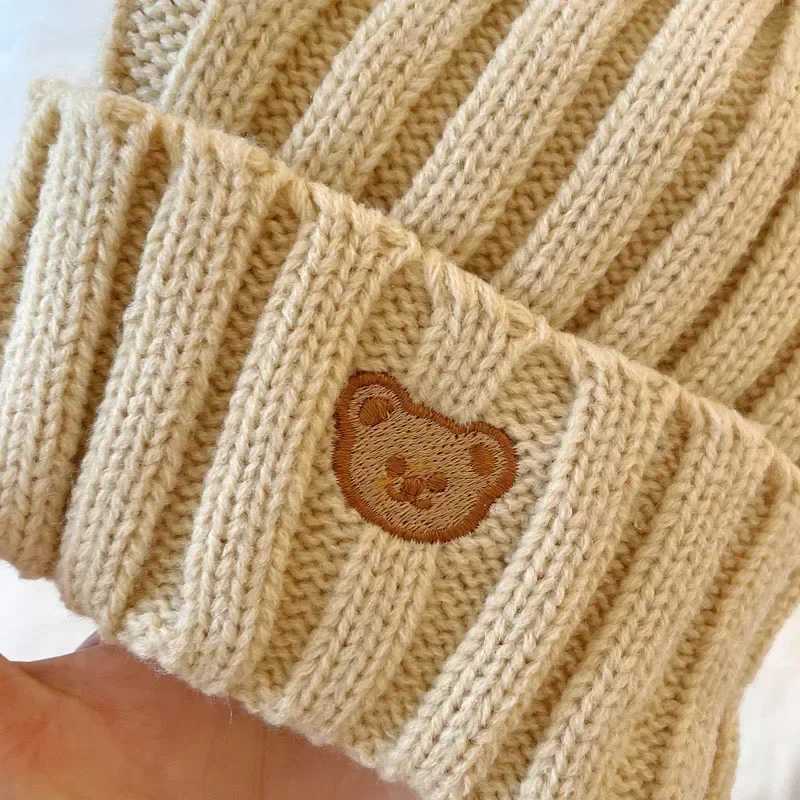 2023 Korea Spring Autumn Kids Boys Hat Candy Color Baby Boys Beanies Knit Hat Baby Girls Bear Head Embroidery Kids Knitted Hat LX241018
