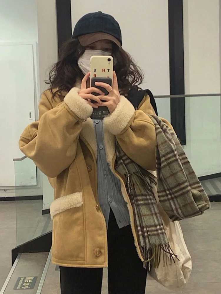 Women Winter Fleece Thickened Lamb Fur Jacket New Sheepskin Suede Leather Coat Fashion Lamb Fleece Parka Women OuterwearX241018