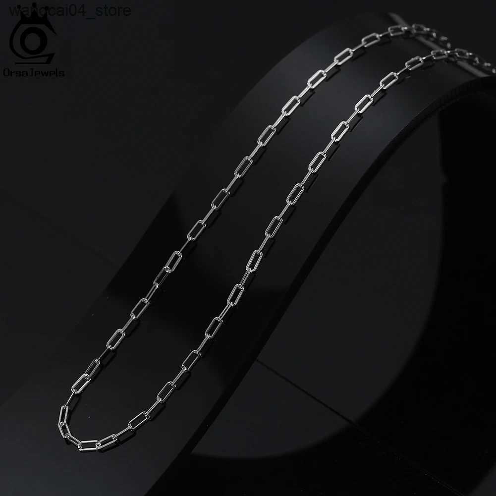 Chokers ORSA JEWELS 14K gold-plated 925 sterling silver 1.8x4.2mm paper clip chain necklace Dainty womens basic necklace chain jewelry SC64 L240910