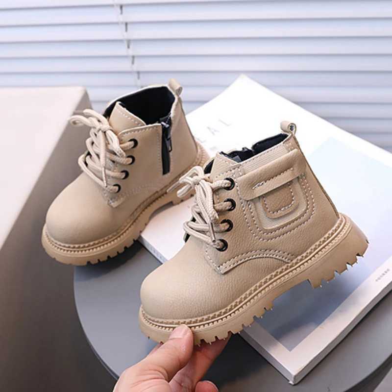 Boots Childrens Fashion Boots for Boys and Girls Autumn New Style Non slip Boots Fashion Leather Comfortable Side Zipper Solid Color Casual Shoes H241