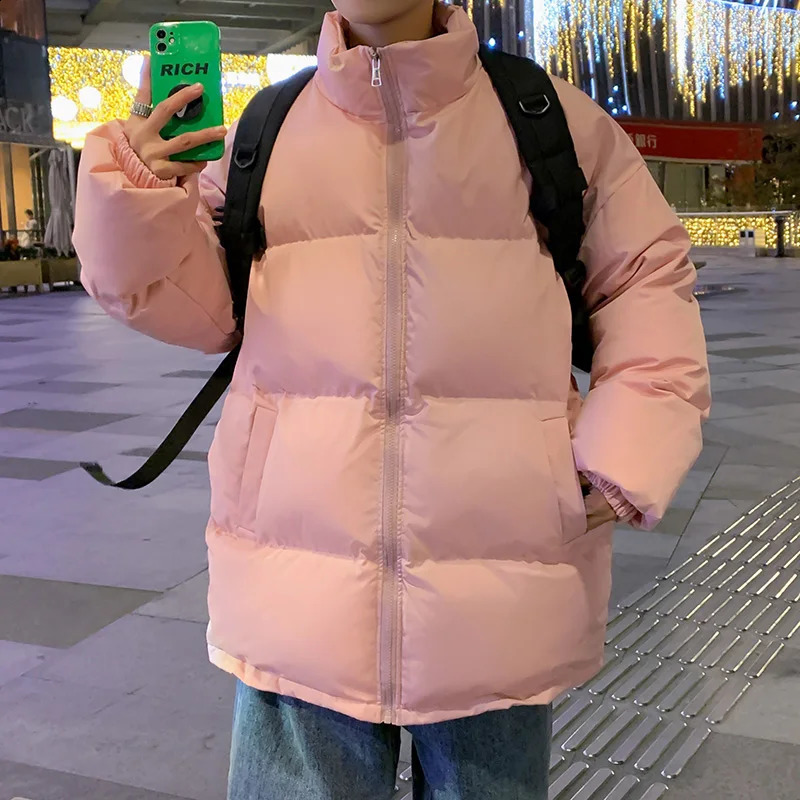 Street Clothing Winter Vintage Parkas Jacket Mens Solid Color Bubble Jacket Extra Large Warm Jacket Korean Fashion Puff Mens Jacket 241007