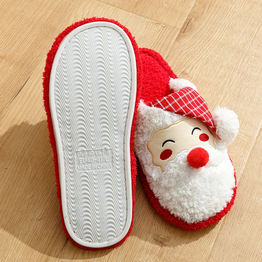 Cute Christmas sliders for women Santa Claus mats for girls gifts for home furnishings soft bottom sliders for fluffy winter warmth cartoon style24101