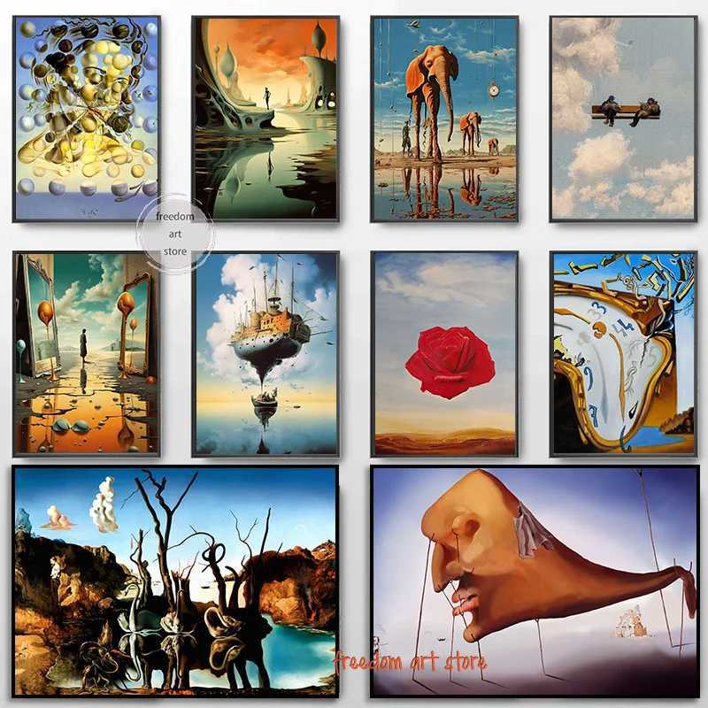 Surrealism Salvador Dali Artworks Swans Flower Surreality Art Poster Canvas Painting Wall Art Prints Picture for Room Home DecorXJ241016