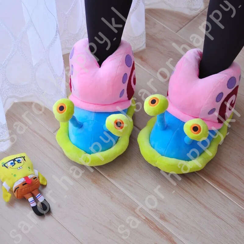 2022 Cartoon Slippers Women Funny Cute Snail Home Plush Shoes Indoor Cozy Flat Slides Furry Warm Winter Slipper Girl Flip Flop 140