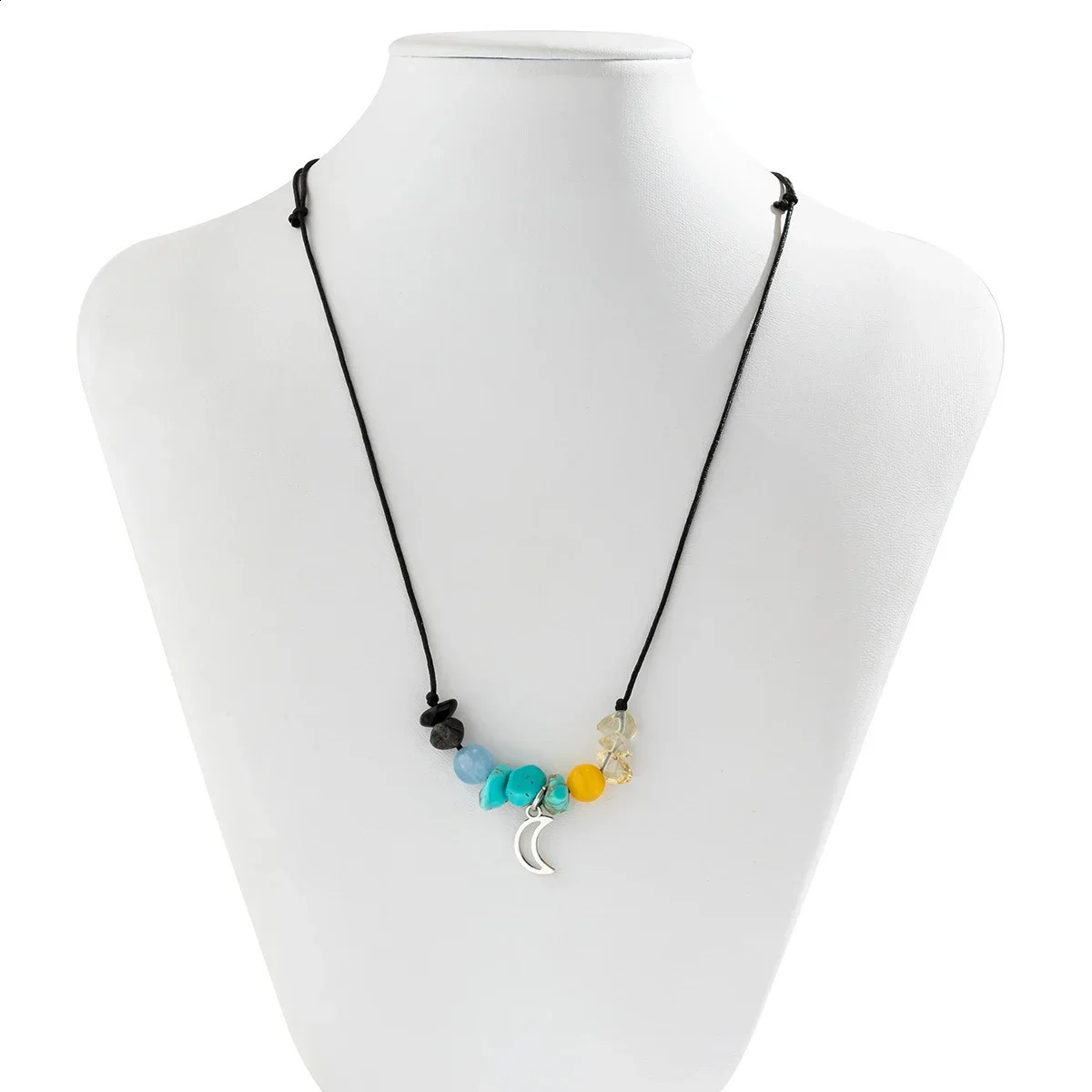 Lacteo vintage natural stone pendant necklace suitable for women irregular beads necklaces jewelry adjustable ropes Y2K accessories 241018