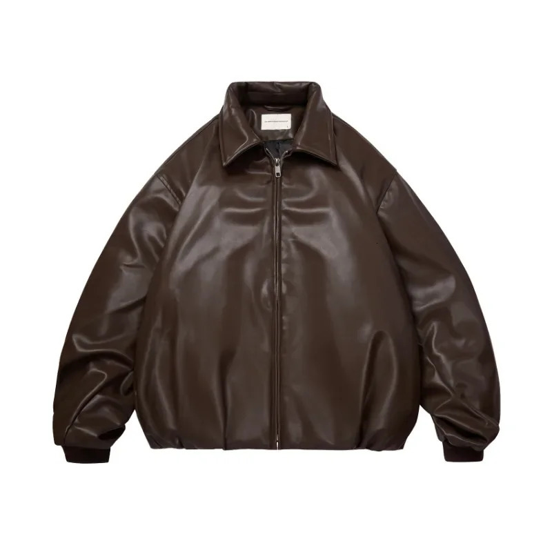 winter clothing collar leather jacket for men and women unisex style loose silhouette cotton 241018