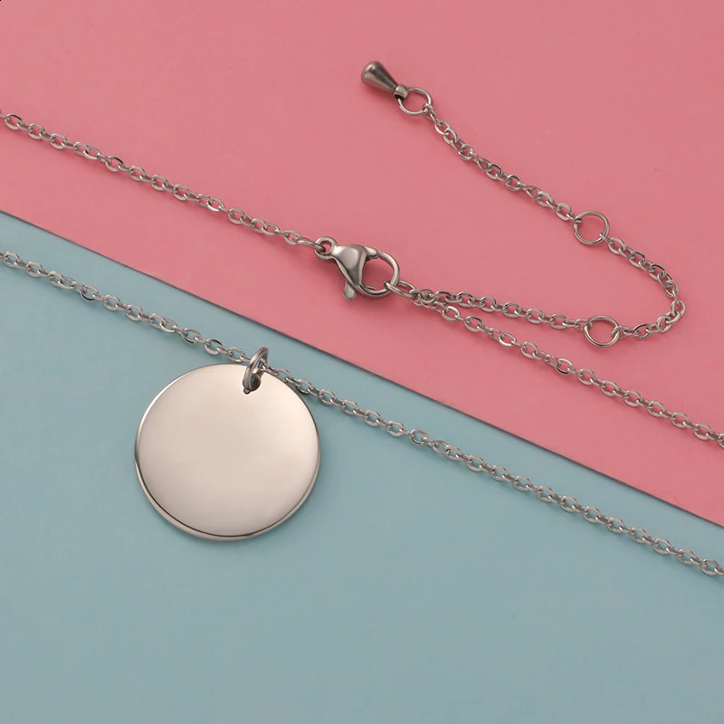 Fnixtar 10 piece stainless steel necklace circular disc pendant 6-30mm suitable for women adjustable Kravik necklace wedding jewelry 241018