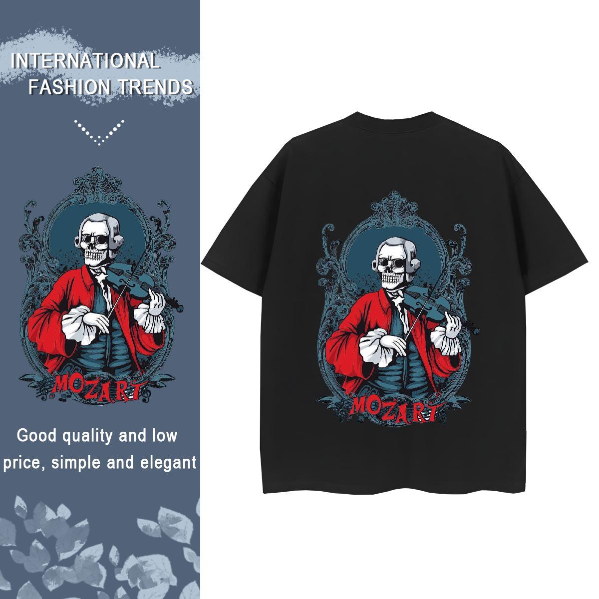 2024 T Shirts Women 100% Cotton 230g Crew Neck Sports Casual skull Woman Tshirt 5A Plus Size Cartoon Tops Shirt