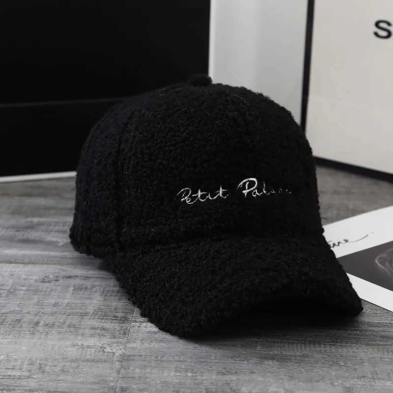 Autumn Winter Warm Baseball Cap Women Lamb Fur Hats Female Autumn Winter Korean Version Tide Letter Warm Cap Plush Baseball CapsX241018