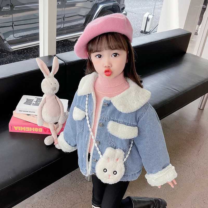 Girls outerwear winter cotton windproof Jean Warm Thicken youth outerwear plus size childrens clothing M241018