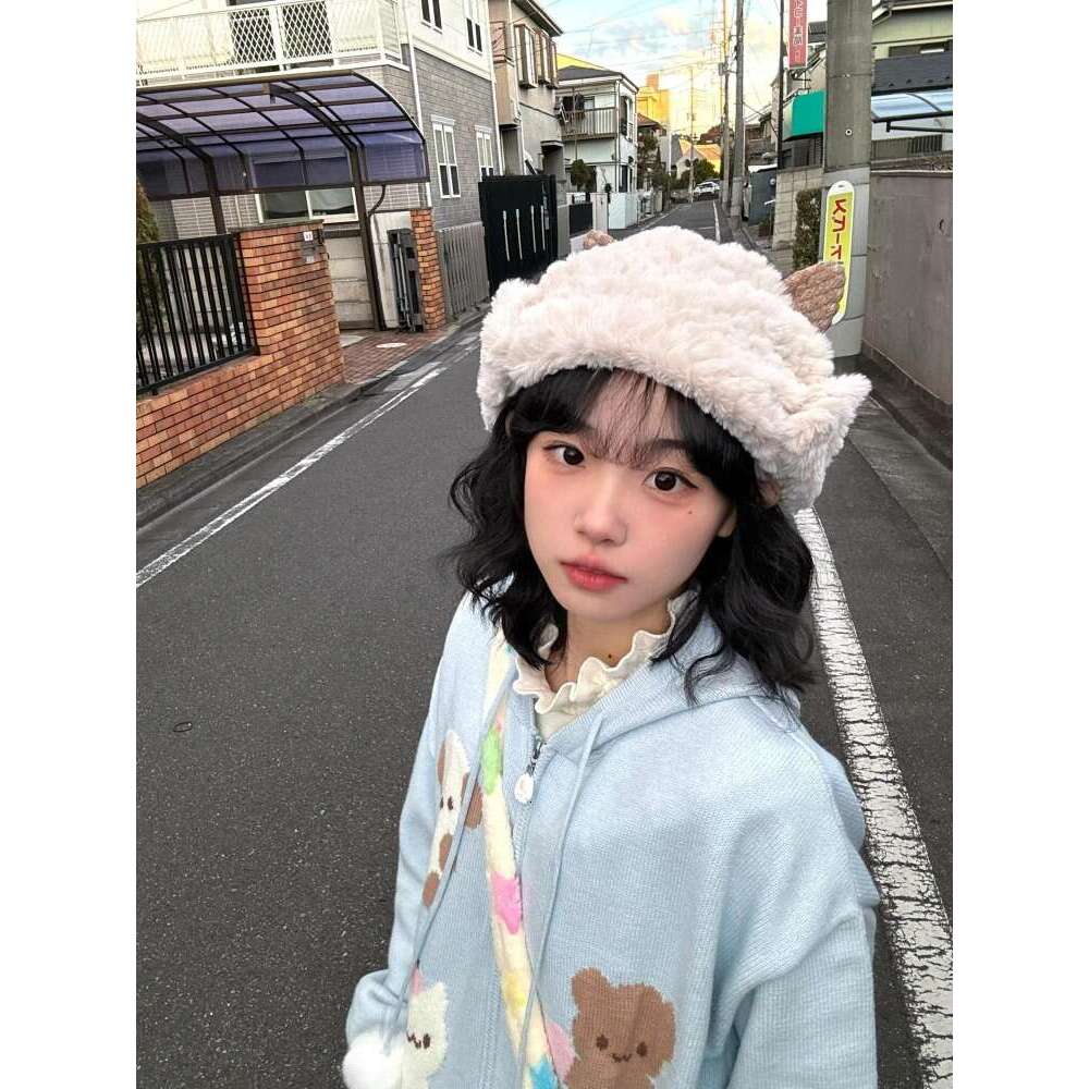 Cute Animal Mid-Length Sweater Coat Women 2024 Autumn New Hoodie Cardigan Sweatshirts Y2k Long Sleeve Loose Tops Mujer