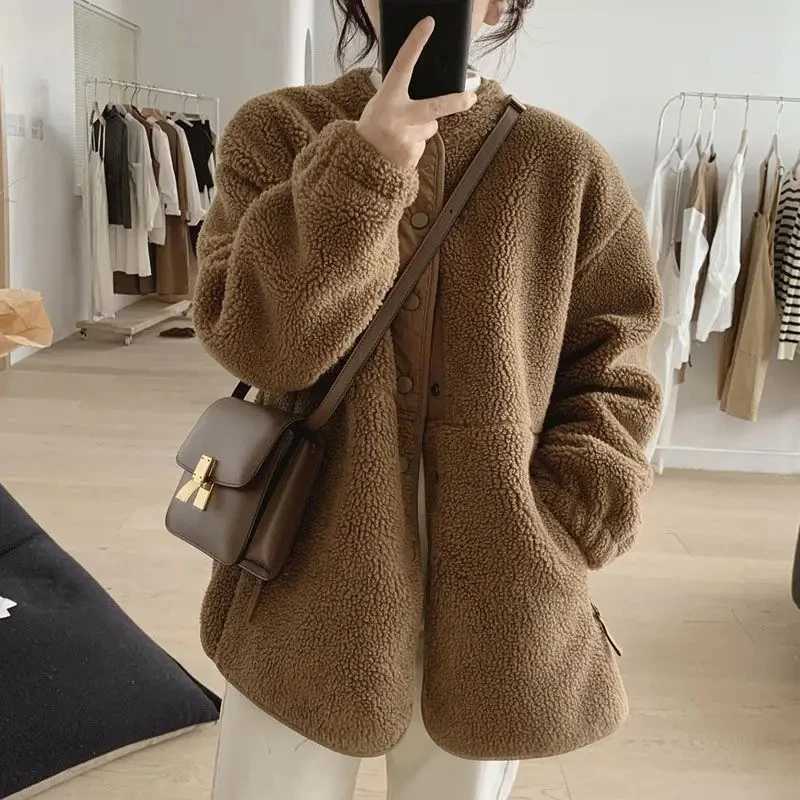 Y2k Korean Version Winter Clothes Women Jackets Lambwool Coat Fashion Casual Loose Oversize Thick Parkas Long Sleeve Tide CoatsX241018