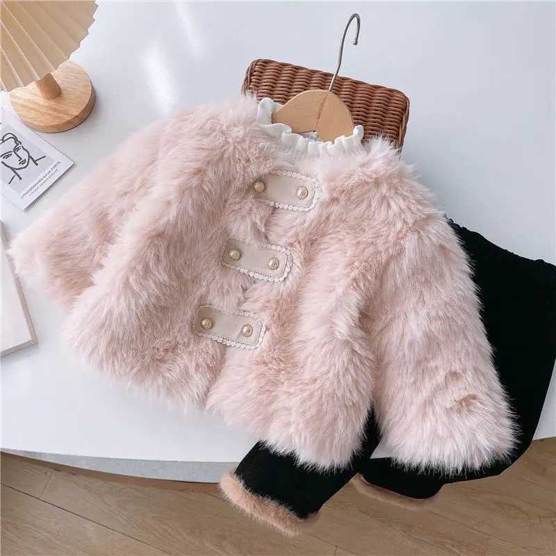 Winter womens coat new Korean cotton pad O-neck lavender jewelry double-layer solid color pin M241018