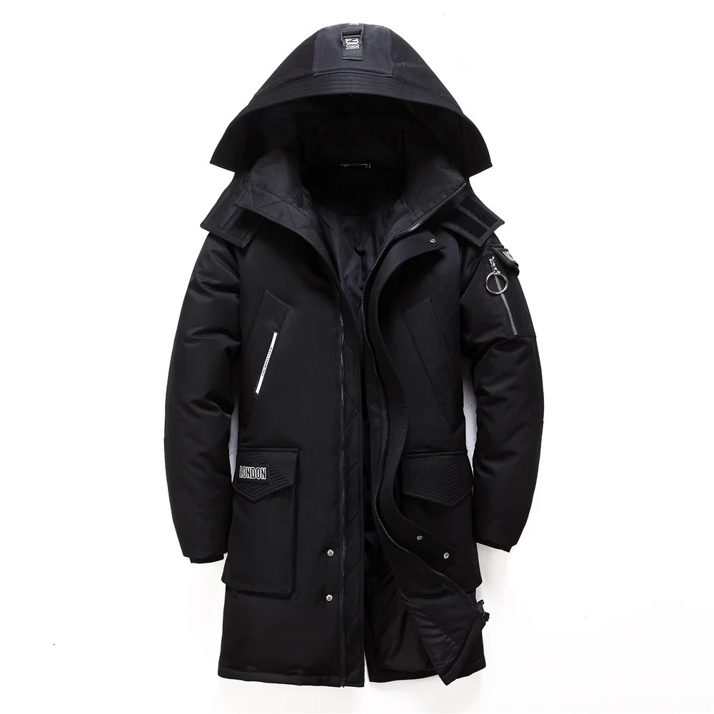 Winter Mens Long White Duck Down Jacket Fashion Hooded Thick Warm Coat Male Big Red Blue Black Clothes 241018