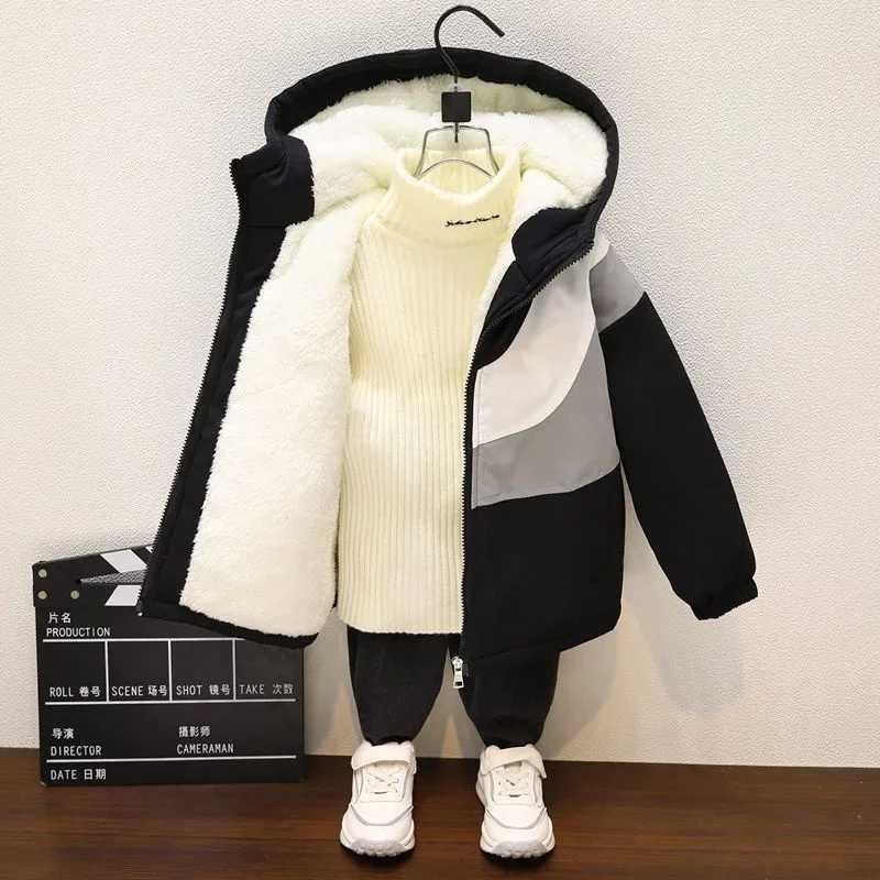 Boys outerwear cotton zipper warm and velvet thick winter childrens clothing M241018