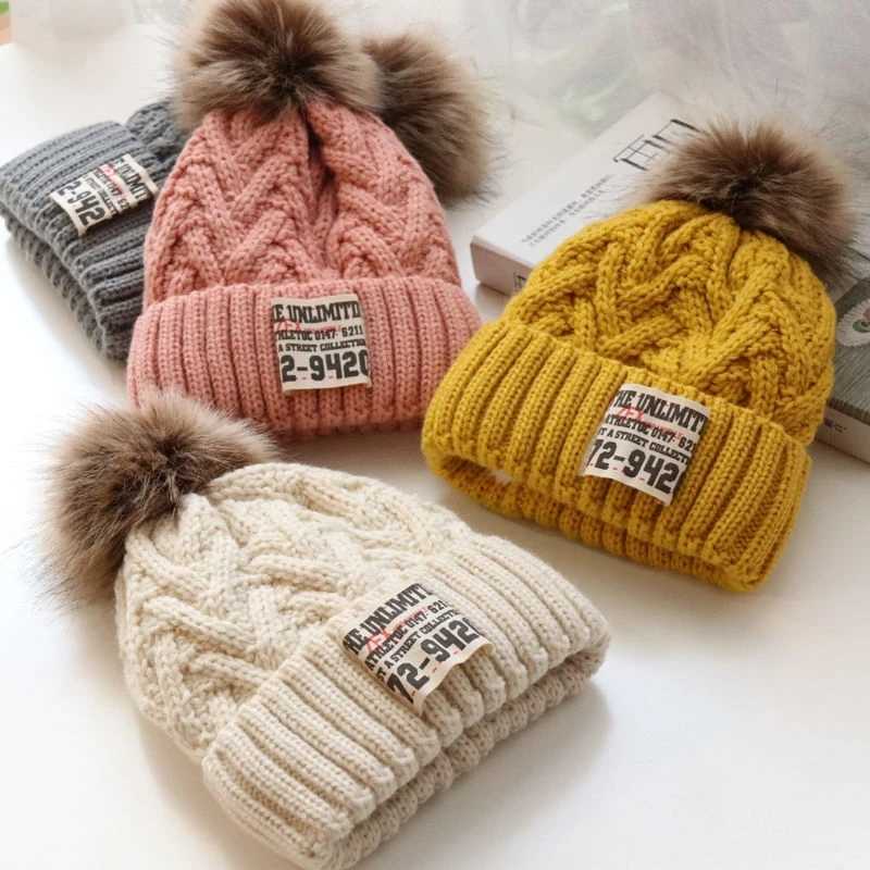 Korean baby hat Autumn and winter childrens knitted hat boys and girls baby thickened with wool hat tide LX241018