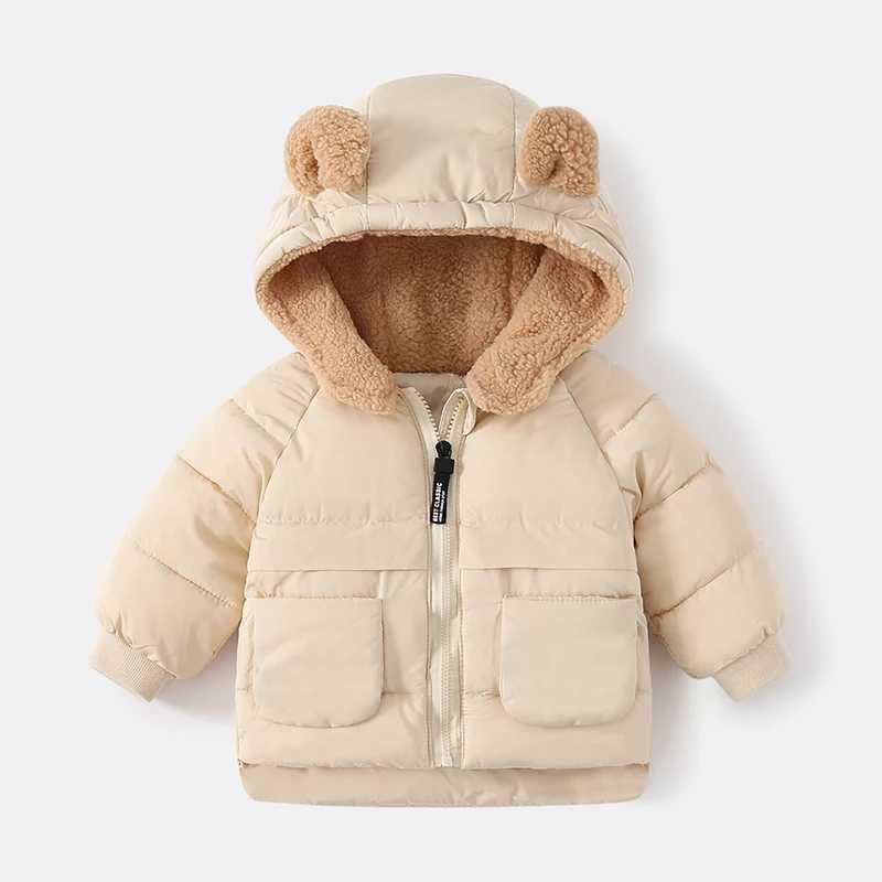 New boys jacket keeps warm hooded childrens jacket autumn thick zipper girls coat Christmas gift 2-6 years childrens clothing M241018