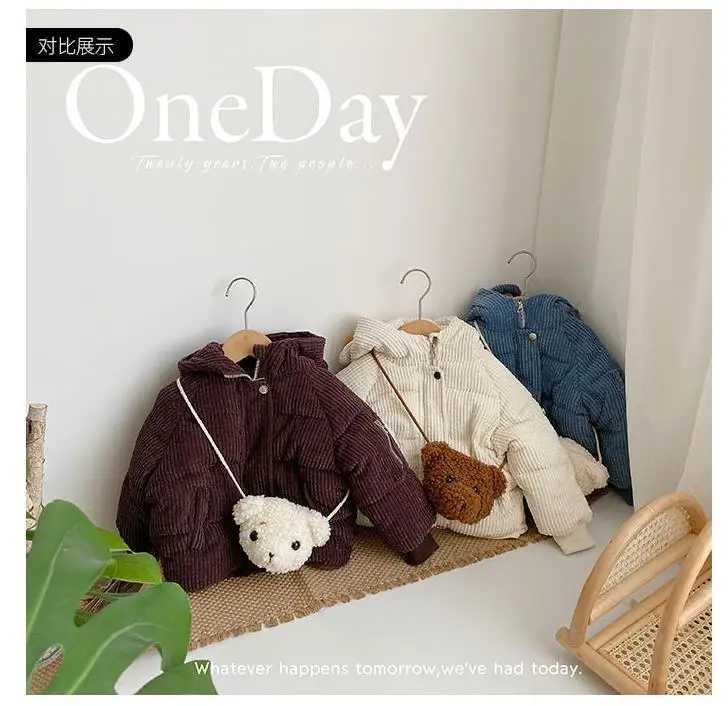 Girls long warm solid color lined jacket M241018
