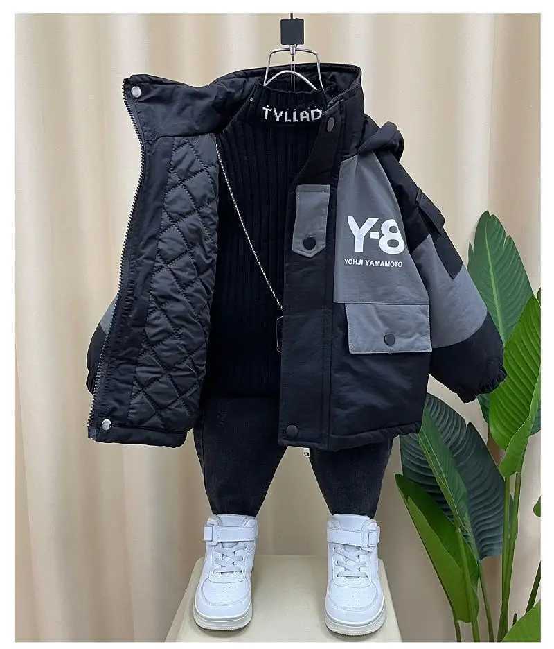 Boys Cotton Coat Autumn/Winter New Childrens Winter Clothing Cotton Jacket Childrens Winter Hooded Thickened Park M241018