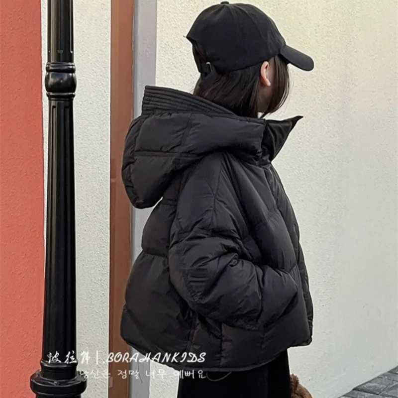 Girls outerwear jacket windproof jacket black winter autumn warm cotton Christmas gift childrens clothing M241018